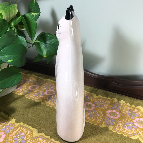 SOLD N.S. Gustin Pink & Black Hand Painted Cat - Picture 4 of 10